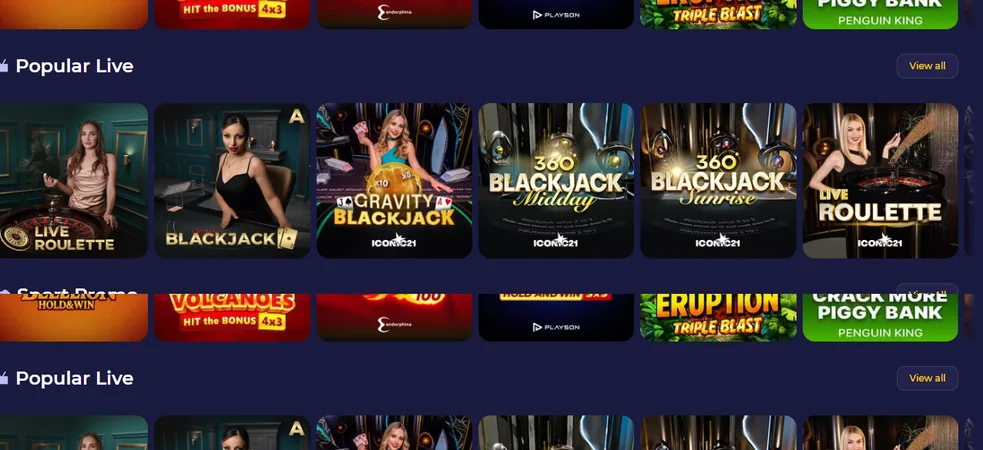Speel live casino